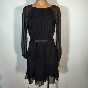 NWT Aidan Mattox Black Sheer Long Sleeve Dress